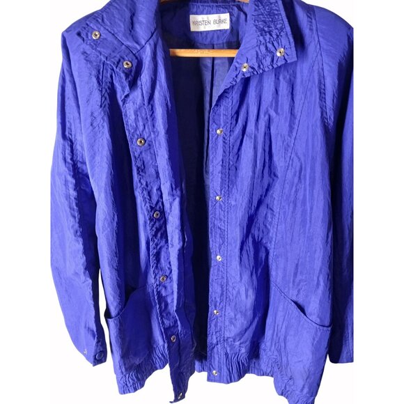 Vintage KRISTEN BLAKE Womens Blue Parachute Windbreaker Size M Jacket 80s Retro - Picture 9 of 15